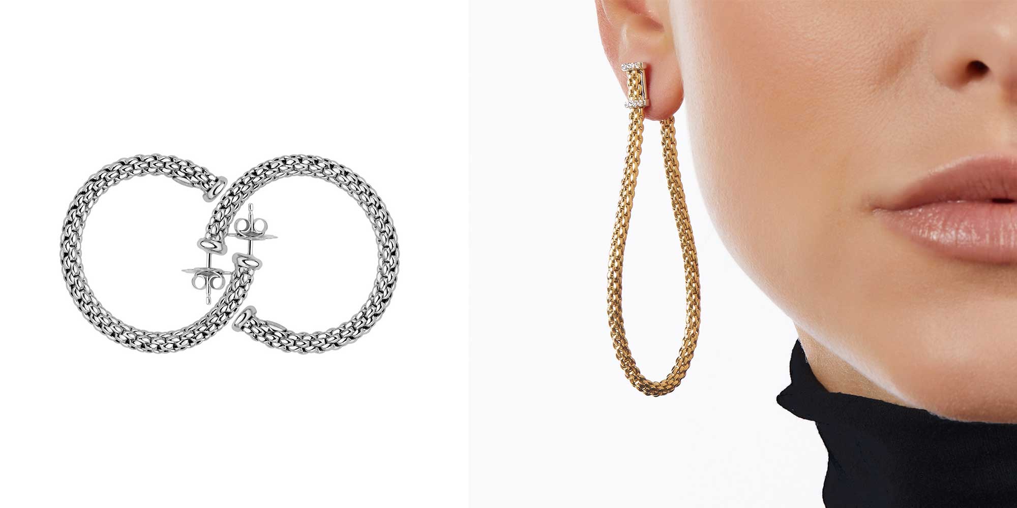 FOPE Essentials: 18k gold earrings available in white, yellow and rose gold