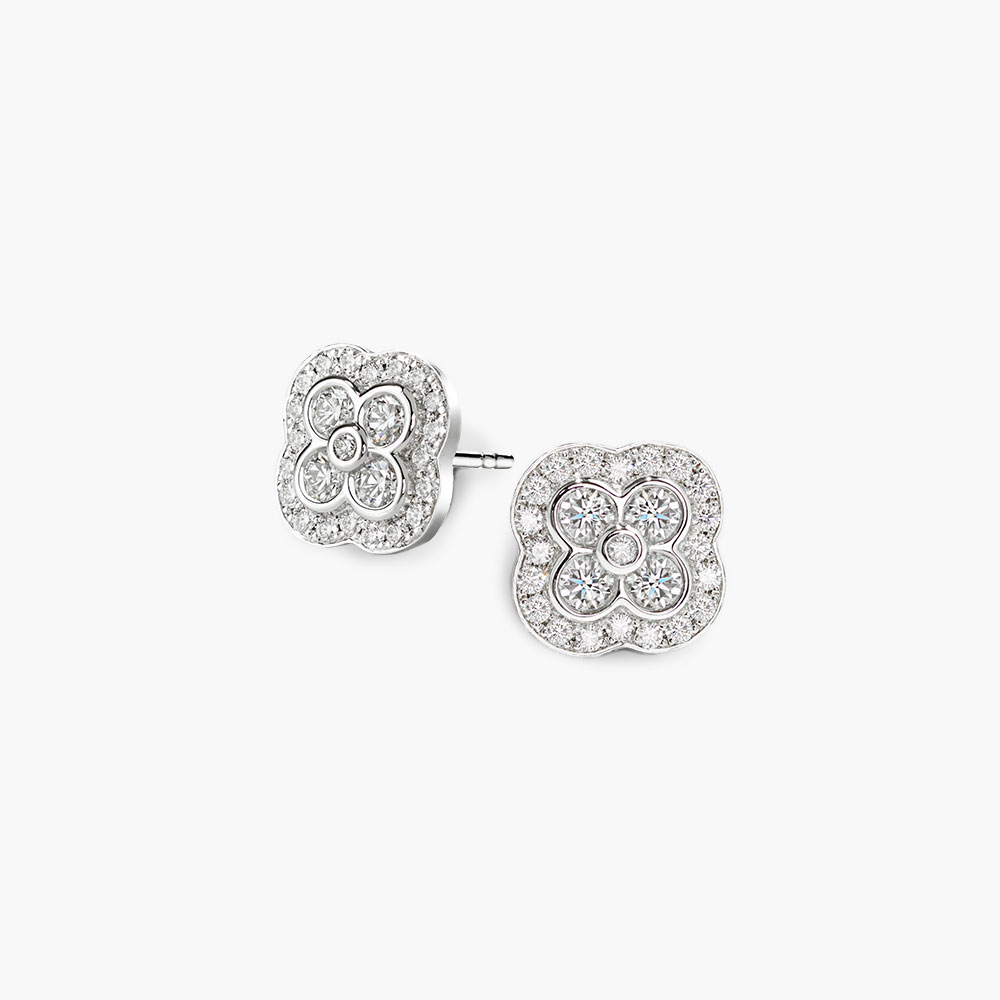 Diamond Clover Stud Earrings | SUEN