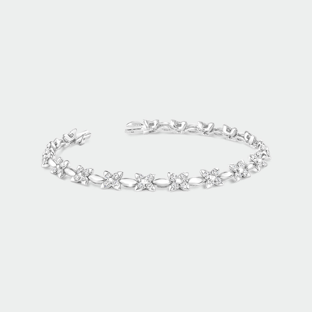 Diamond flower tennis bracelet | SUEN