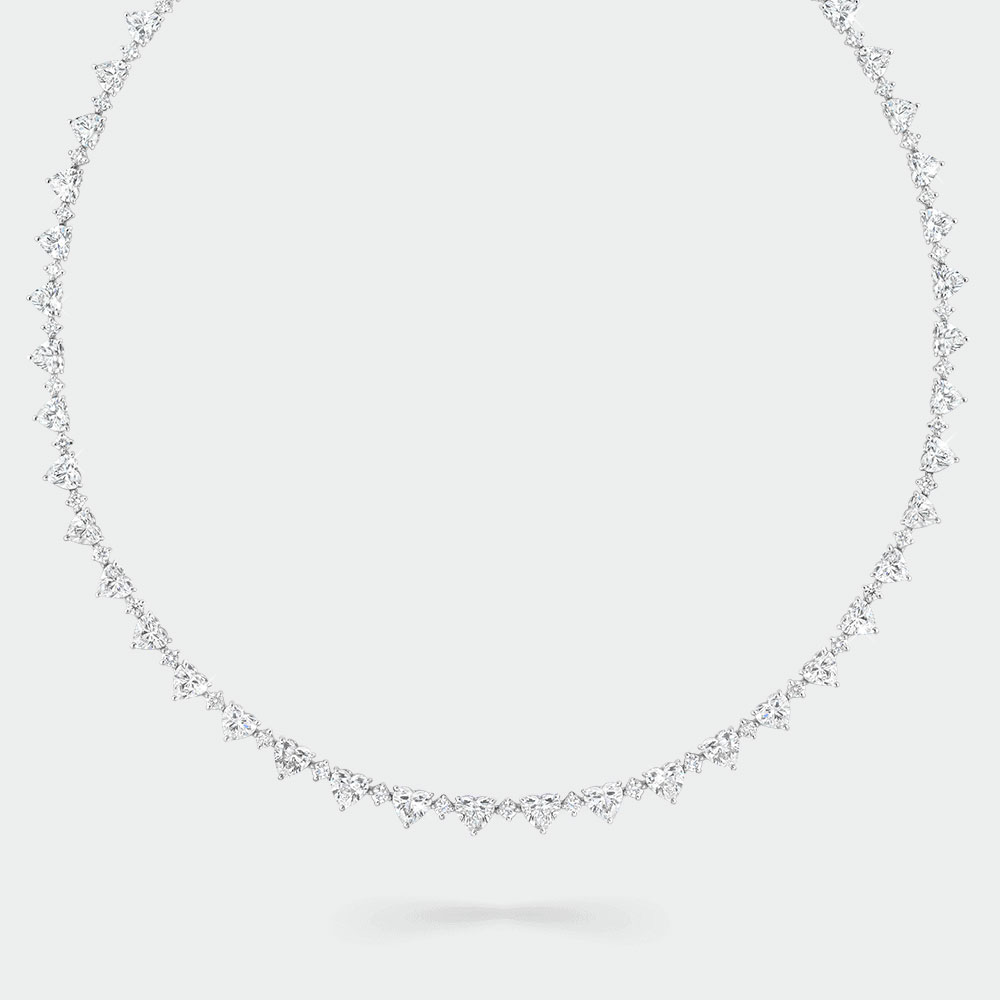 Heart-shaped Diamond and round diamond necklace | SUEN