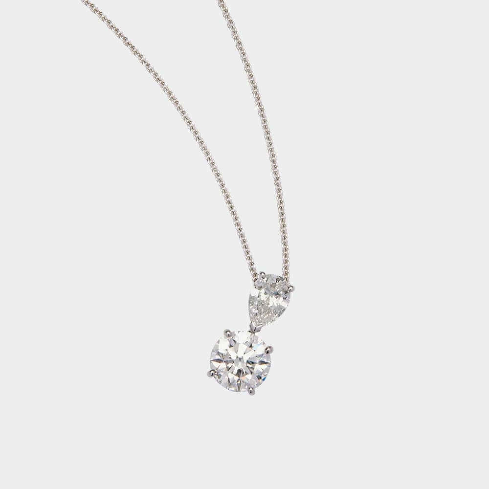 Round and Pear Shaped Diamond Necklace | SUEN