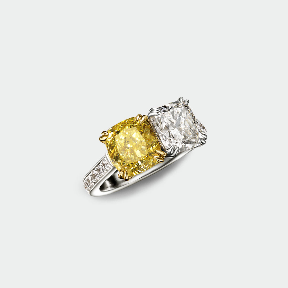 Yellow and White Diamond Ring | SUEN