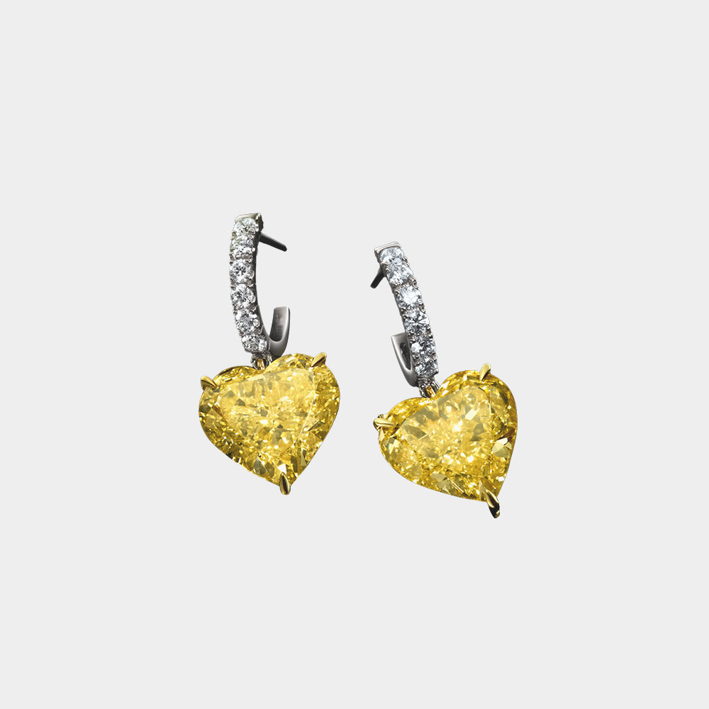 Yellow and White Diamond Studs Earrings | SUEN