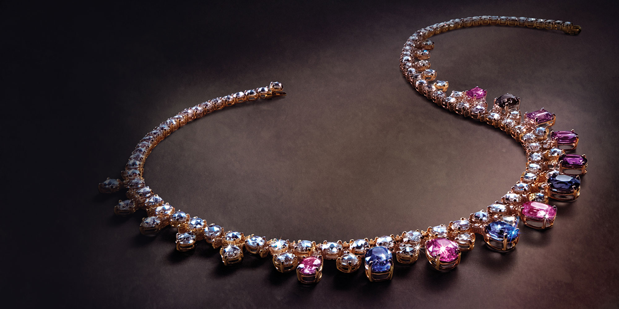 Colourful Sapphire necklace with diamonds | SUEN